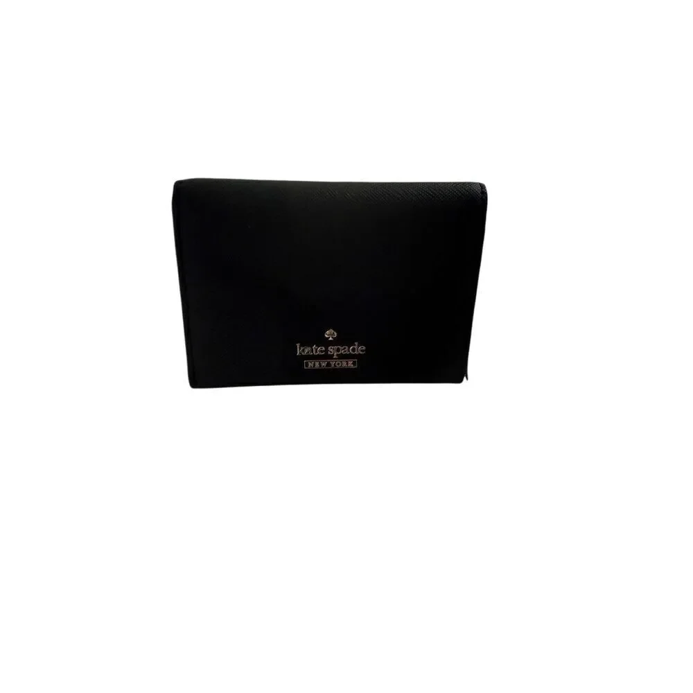 Kate Spade Womens Black Leather Snap Closure Gold Tone Bi-Fold Wallet